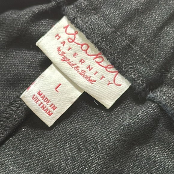 Isabel Maternity Tie Front Pull On Linen Blend Black Shorts size Large NEW - Picture 4 of 14
